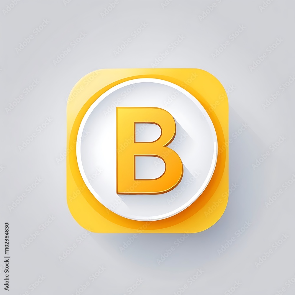 vibrant yellow letter B icon logo for Adobe Stock UI UX button