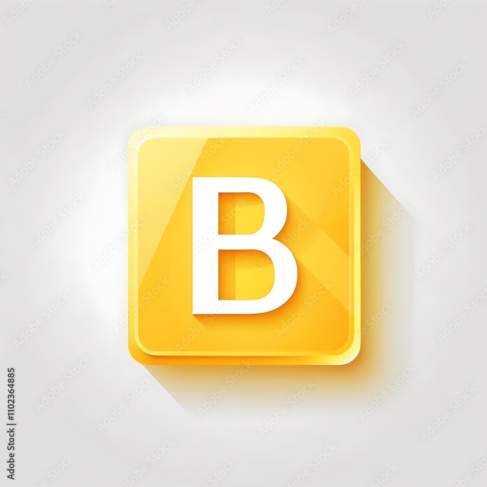 vibrant yellow letter B icon logo for Adobe Stock UI UX button