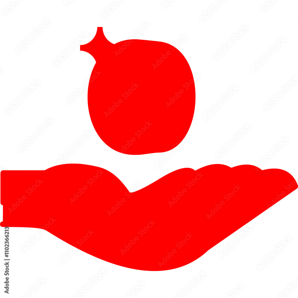 red pomegranate fruit on hand single illustration vector icon red pomegranate fruit on hand single illustration vector icon