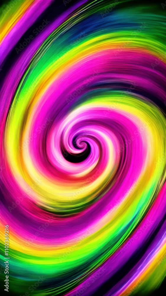 A colorful swirl of paint on a black background