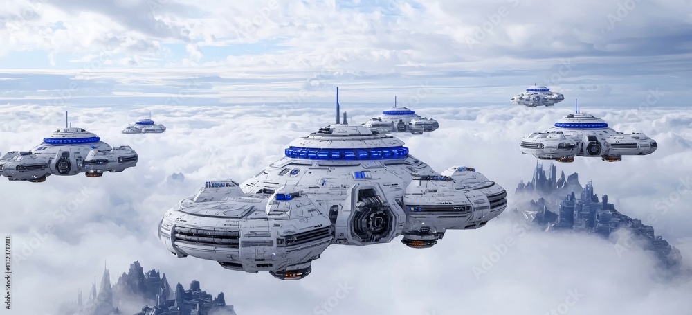 Obraz premium A vast transport center adjacent to the city, depicted digitally to evoke a sense of futuristic technology.