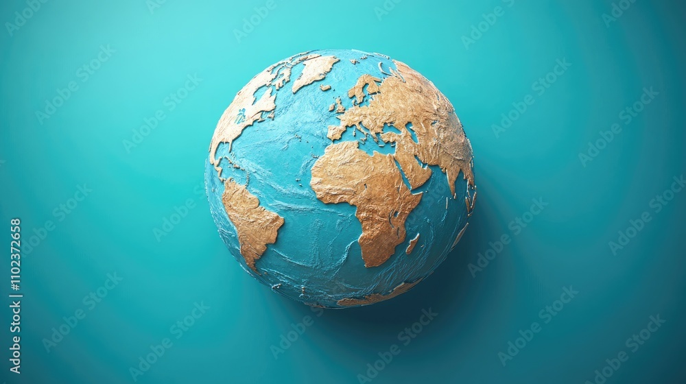 A vibrant globe displaying continents in gold and turquoise, symbolizing unity and global perspective. A vibrant globe displaying continents in gold and turquoise, symbolizing unity and global perspective.