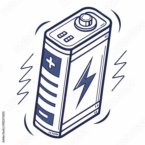 Hand-Drawn Battery EPS Vector Illustration - Energy, Power.