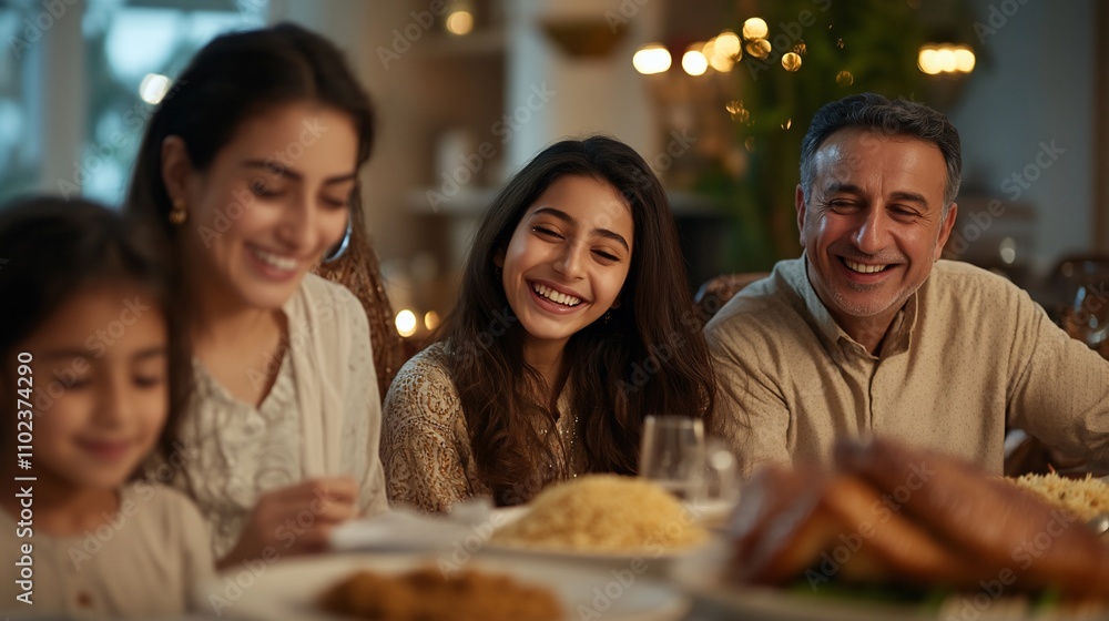 Happy family enjoying a meal together at home. Happy family enjoying a meal together at home.