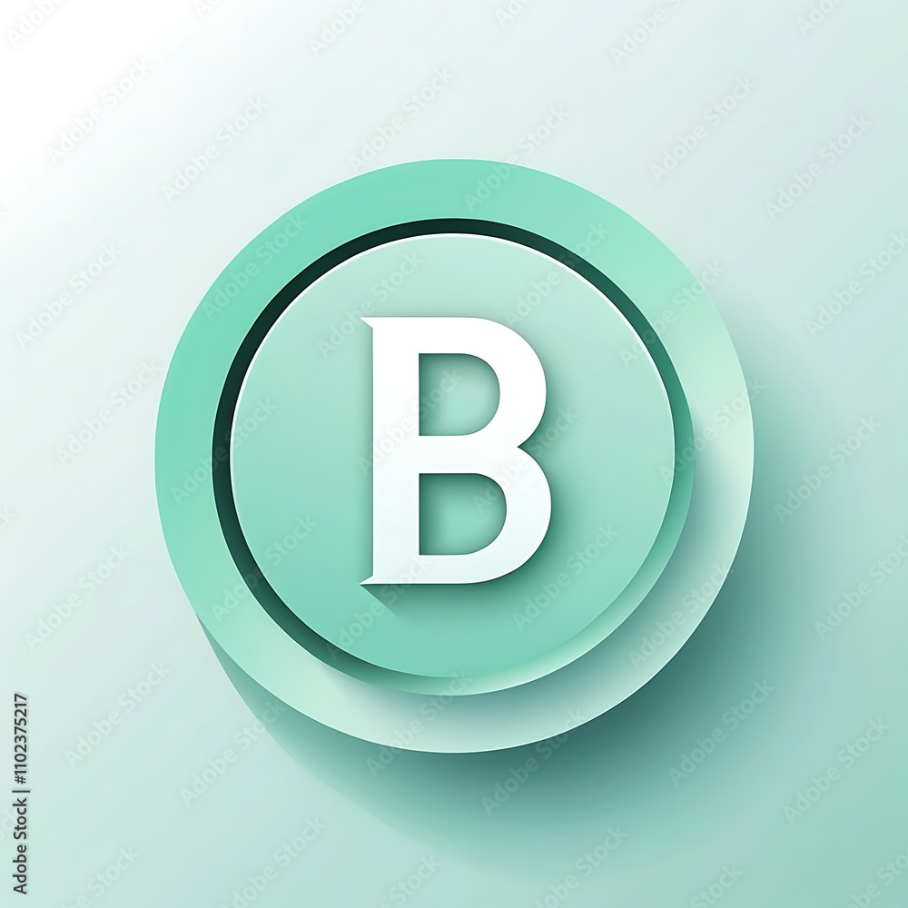 stylish letter B mint green icon logo for Adobe Stock UI UX button stylish letter B mint green icon logo for Adobe Stock UI UX button