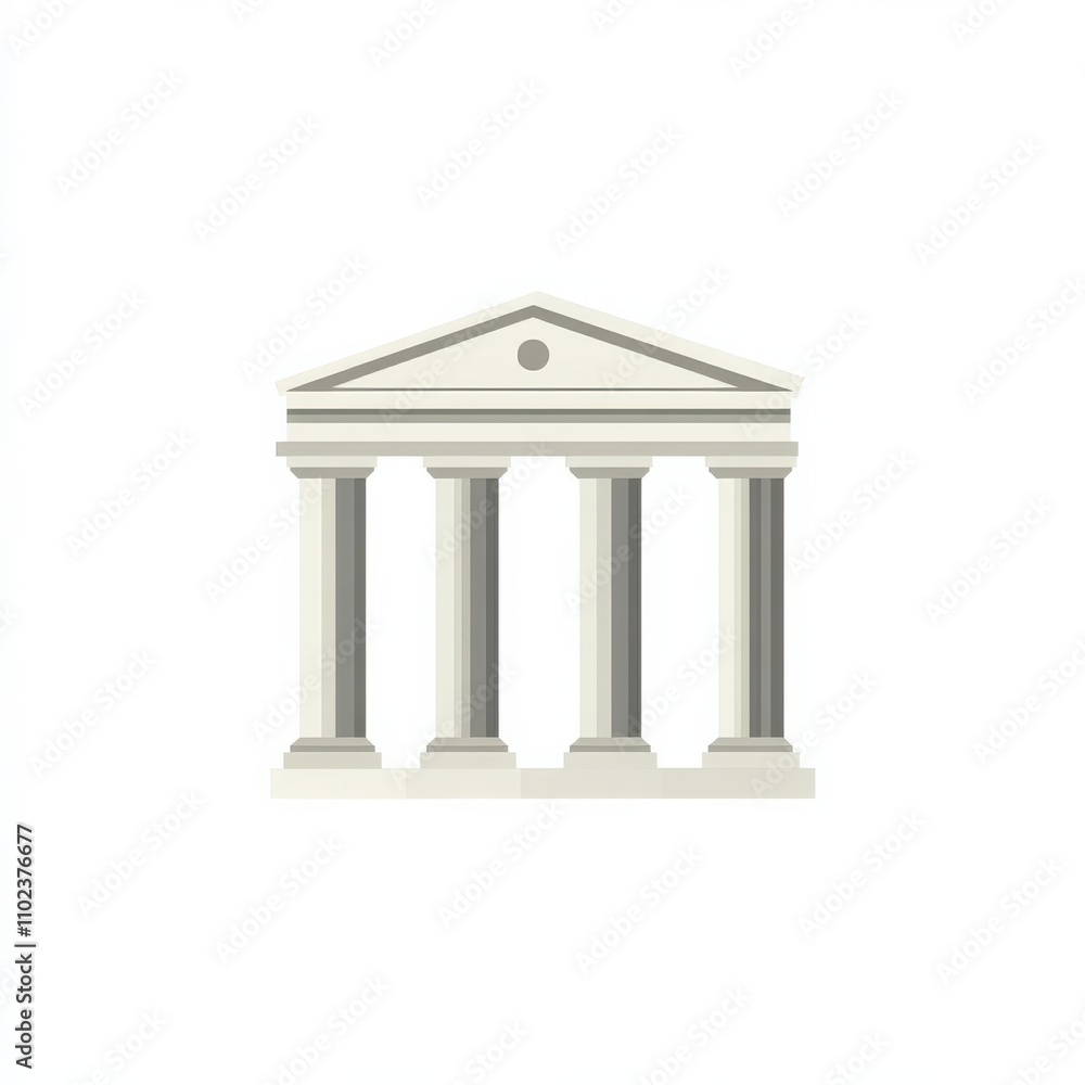Three Pillars. Bank Building Icon with Architectural Design and White Pillars Three Pillars. Bank Building Icon with Architectural Design and White Pillars