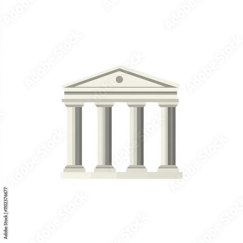 Three Pillars. Bank Building Icon with Architectural Design and White Pillars