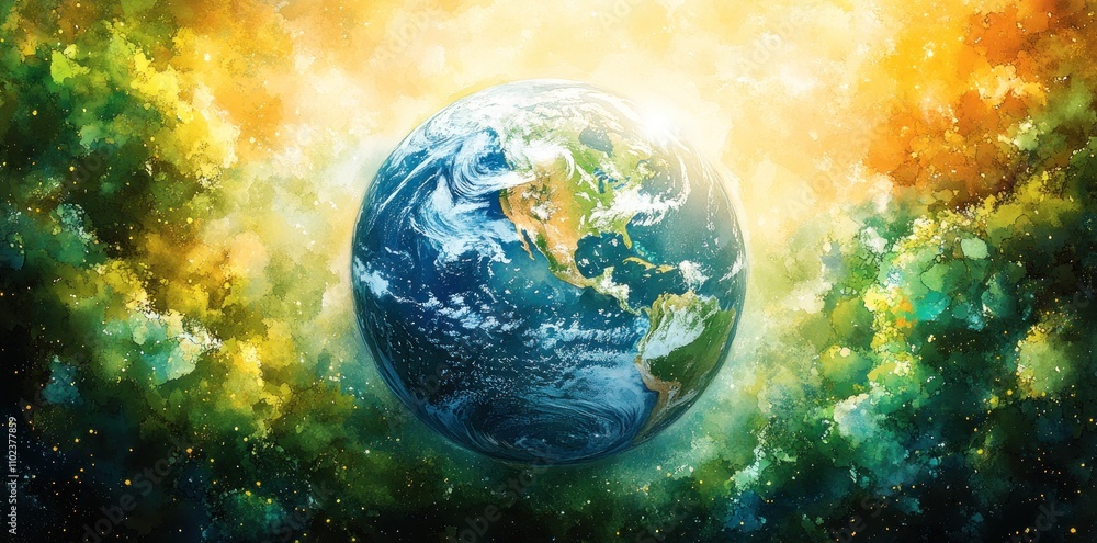 Earth Planet Watercolor Cosmic Background Art Earth Planet Watercolor Cosmic Background Art