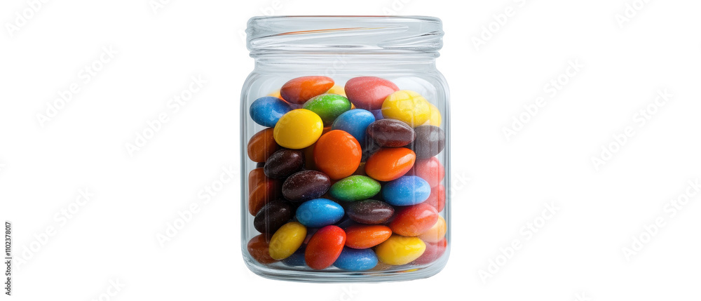 Colorful chocolate candies in a glass jar. transparent background Colorful chocolate candies in a glass jar. transparent background