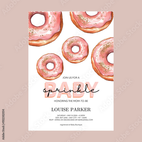 Donut Sprinkle Girl Baby Shower Invitation