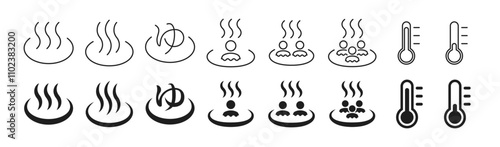 Icon set related to hot spring