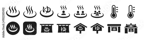 Icon set related to hot spring