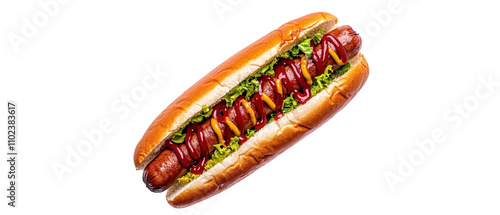 Delicious hot dog with vibrant toppings. transparent background