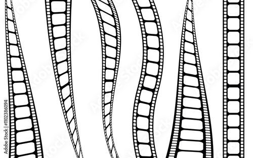 Film Strip Vector - 6 Styles of Tapes Ending at the Edge. 100% Transparency.