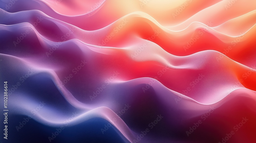 Elegant satin waves with a gradient of blue, pink, and orange, creating a modern and visually striking background Elegant satin waves with a gradient of blue, pink, and orange, creating a modern and visually striking background