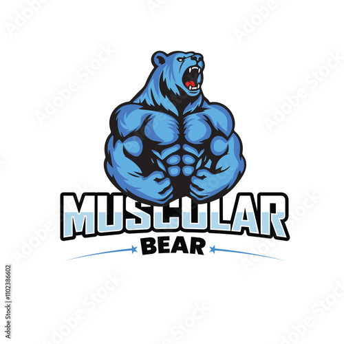 Bear Mascot, Muscular Roaring Bear Mascot Logo for Gaming, Twitch, Esports, and Cartoon Design