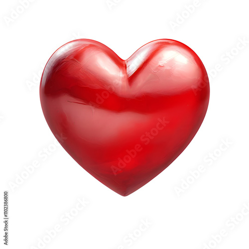 Glossy red heart shape, vibrant and bold, symbol of love, perfect for Valentine's Day