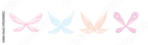 Different Fairy Wings of Butterfly of Various Shape Vector Set