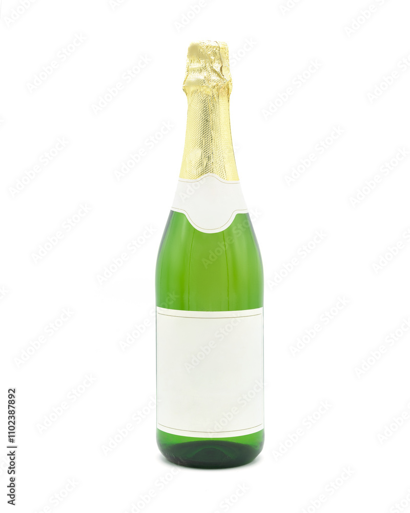 Green Champagne Bottle Mockup on White Background Green Champagne Bottle Mockup on White Background