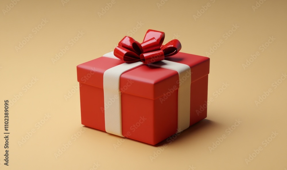 3D Christmas Gift Box on Minimal Background Design 3D Christmas Gift Box on Minimal Background Design