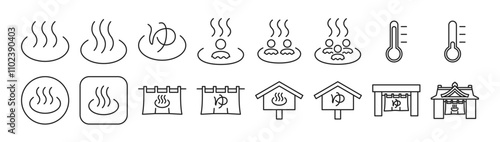 Icon set related to hot spring