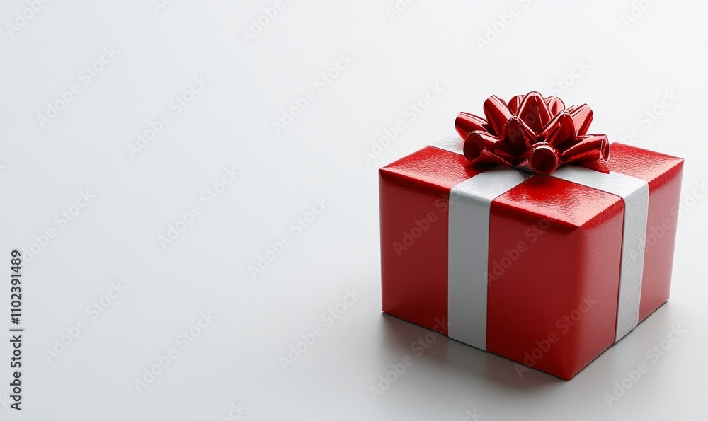 Red Christmas Gift Box on Minimal Background Red Christmas Gift Box on Minimal Background