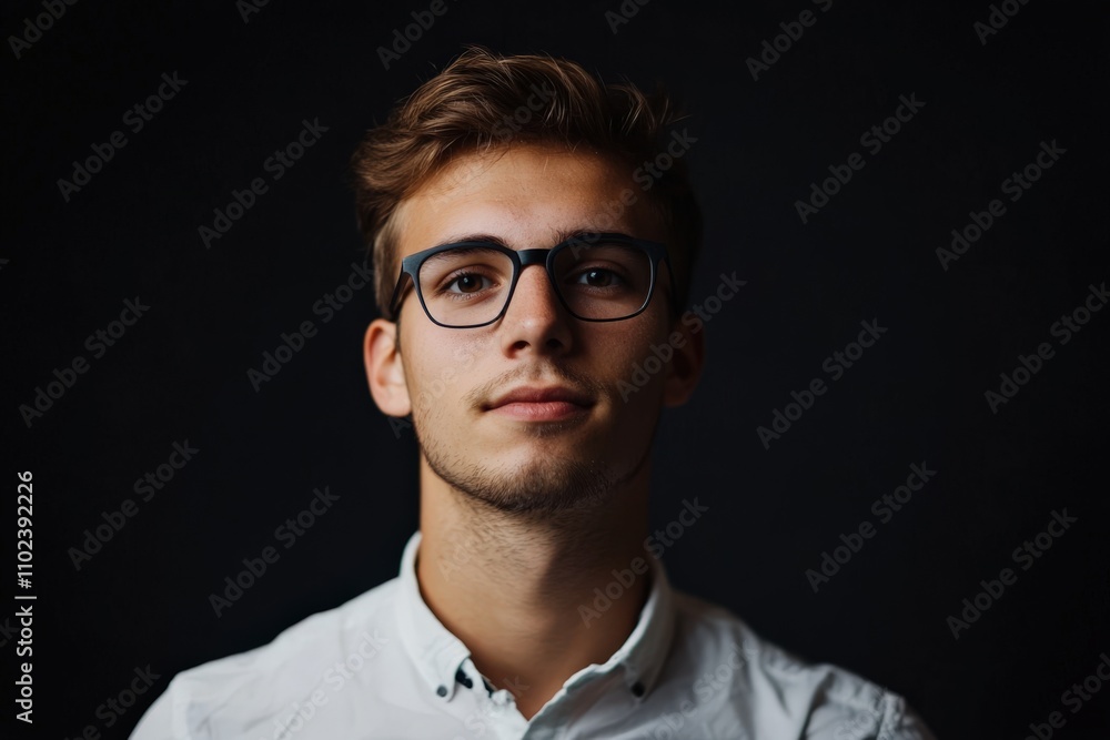 Fototapeta premium Why Choose Us: A Young Man in a Dark Background Illustrating Business Communication