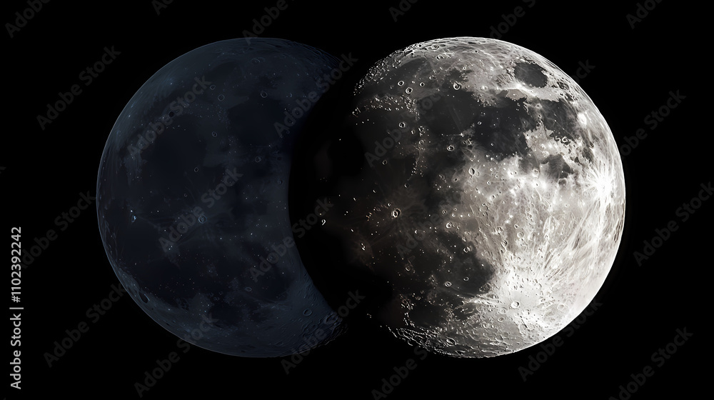 Naklejka premium Full moon image. Ecliptic. Illustration