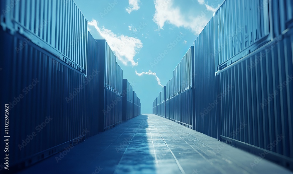 Intermodal Shipping Containers in Blue Tones Intermodal Shipping Containers in Blue Tones