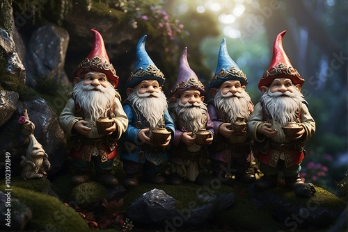 A group of diminutive and enchanting gnomes photo