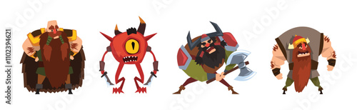 Fantastic Magical Creature Character from Fairytale Vector Set