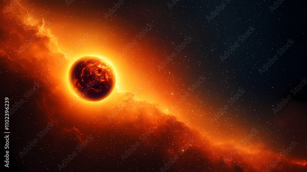 Obraz premium Bright stars in a cosmic background, showcasing the beauty of the universe with vibrant colors and textures. Ecliptic. Illustration
