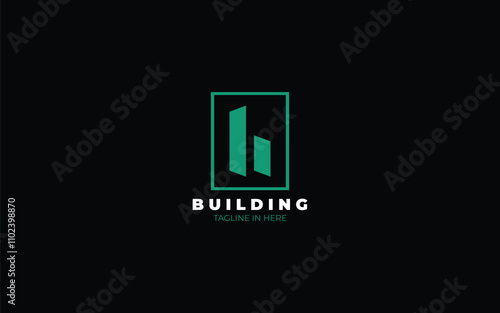 Letter b logo formed bulding symbol with simple and modern style	
 photo