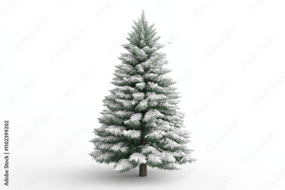 Snow-covered evergreen Christmas tree design, perfect for winter-inspired decorations or seasonal displays, showcasing intricate branch detailing and realistic frosted textures Snow-covered evergreen Christmas tree design, perfect for winter-inspired decorations or seasonal displays, showcasing intricate branch detailing and realistic frosted textures
