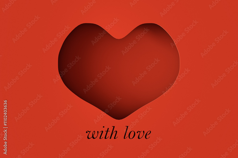Paper Cut Out Happy Valentines Day Illustration with heart shape frame. 3d render Paper Cut Out Happy Valentines Day Illustration with heart shape frame. 3d render