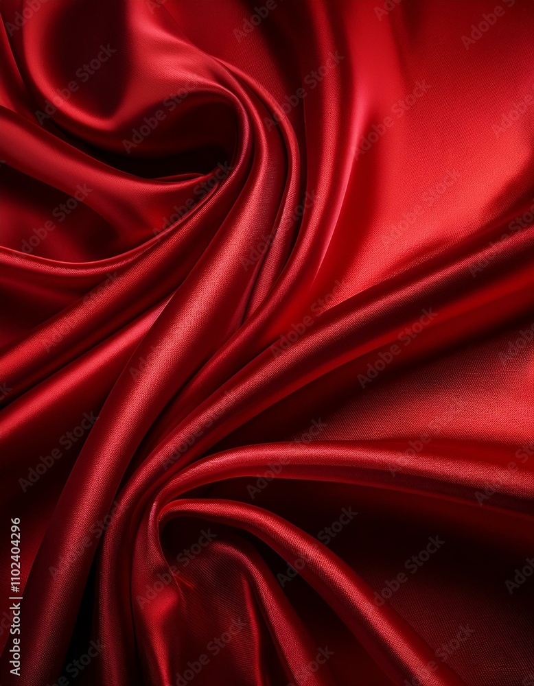 Fototapeta premium Luxurious red satin fabric, smooth and elegant.