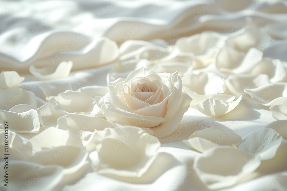 white rose petals scattered gently on light background blurred textures in distance symbolizing mourning for holocaust white rose petals scattered gently on light background blurred textures in distance symbolizing mourning for holocaust