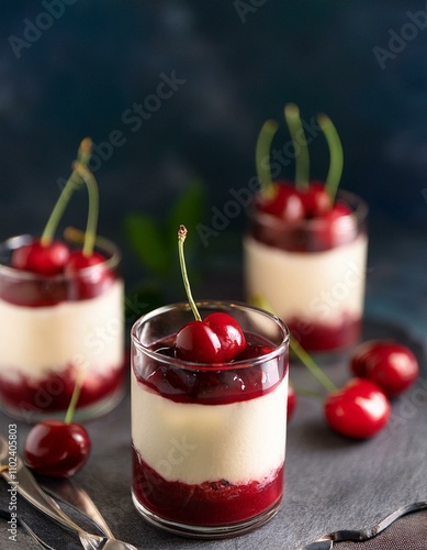 Wallpaper Mural Delicious layered dessert with cherries. Sweet treat! Torontodigital.ca