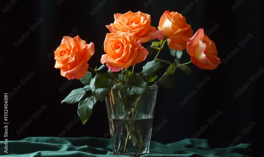 Orange Roses in a Glass Vase Orange Roses in a Glass Vase