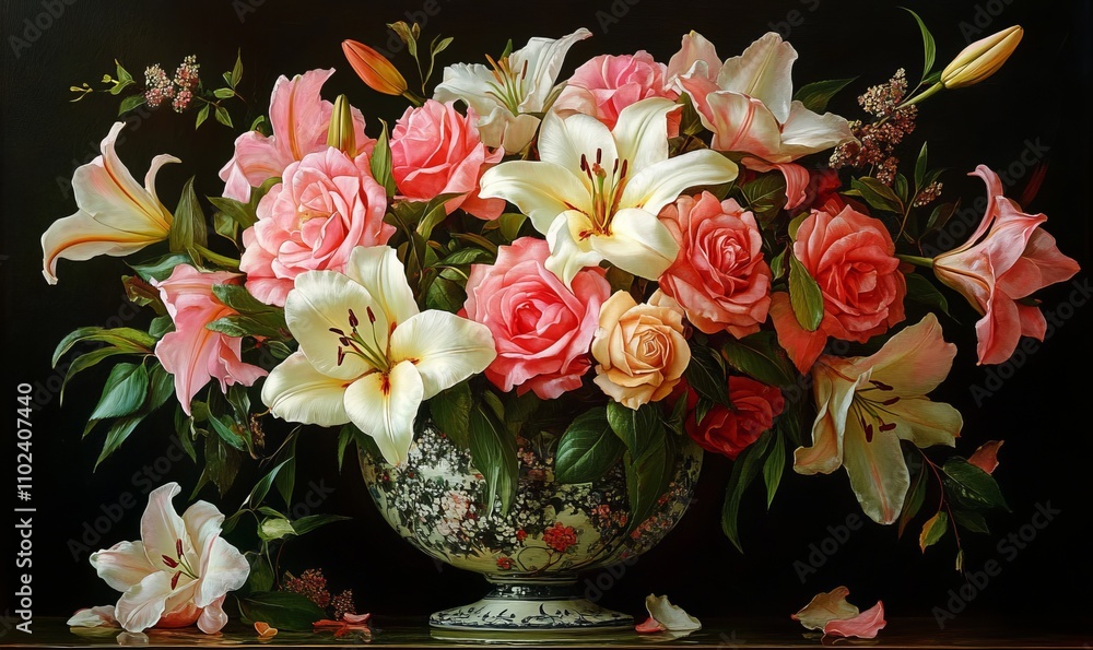 Roses and Lilies in a Vase Roses and Lilies in a Vase