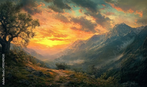 sunset in the mountains