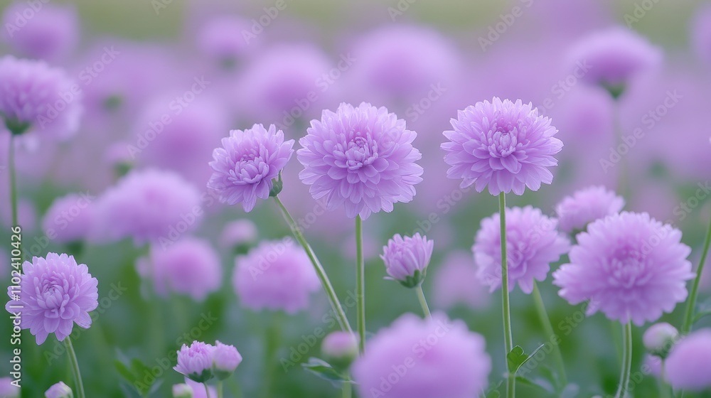 Field of Delicate Purple Globe Amaranth Flowers, Selective Focus Blurred Floral Background Field of Delicate Purple Globe Amaranth Flowers, Selective Focus Blurred Floral Background