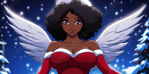 anime friendly african american christmas angel photo