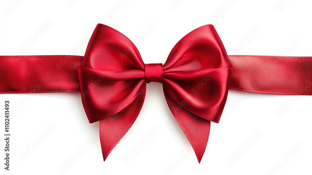 A shiny red bow, perfect for topping holiday presents, on a plain white background A shiny red bow, perfect for topping holiday presents, on a plain white background