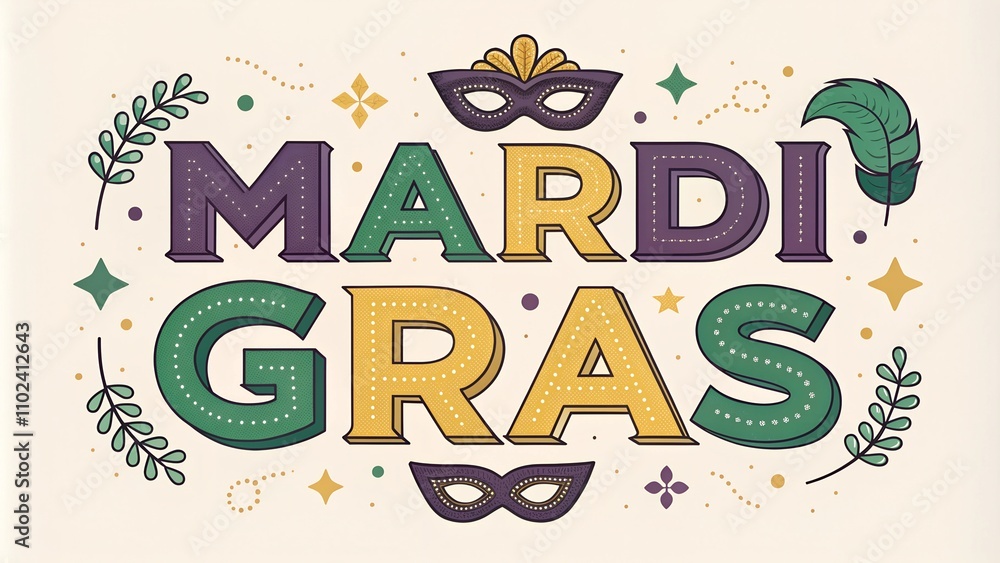 Colorful mardi gras festival celebration with masks and decorations Colorful mardi gras festival celebration with masks and decorations