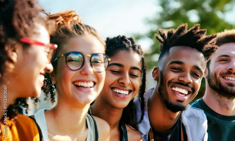Joy radiates as a diverse group of friends enjoys a carefree moment outdoors, sharing laughter and camaraderie under the warm sunlight. Joy radiates as a diverse group of friends enjoys a carefree moment outdoors, sharing laughter and camaraderie under the warm sunlight.