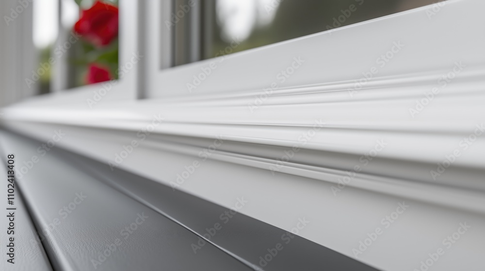 Obraz premium Close up photo of contemporary white door and wooden floor