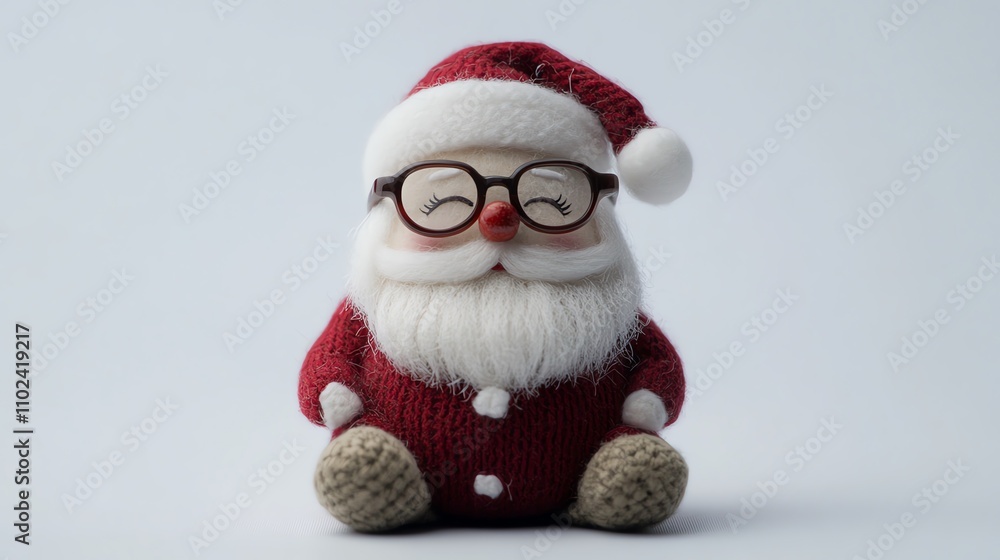 Mini Santa Claus doll with small glasses on a white background, isolated Mini Santa Claus doll with small glasses on a white background, isolated