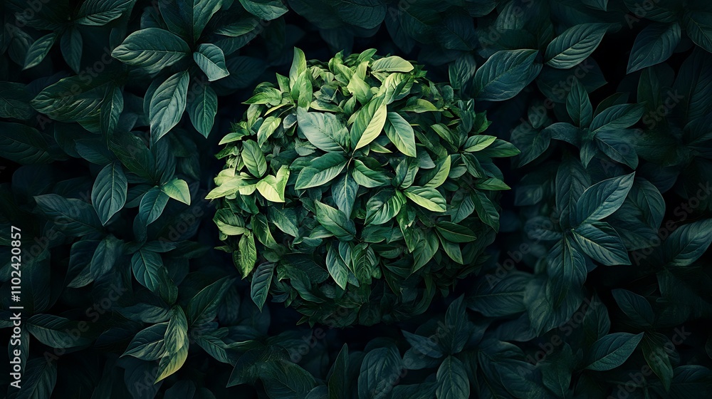 A minimalist composition featuring planet Earth cradled in vibrant green leaves A minimalist composition featuring planet Earth cradled in vibrant green leaves