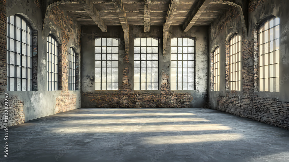 Industrial empty room liminal space 3d render. Liminal. Illustration Industrial empty room liminal space 3d render. Liminal. Illustration
